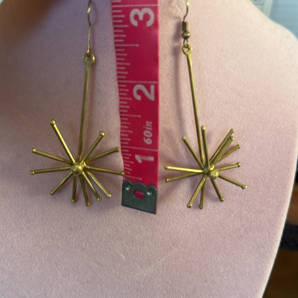 Solid Brass Burst Earrings - Picture 4 of 5